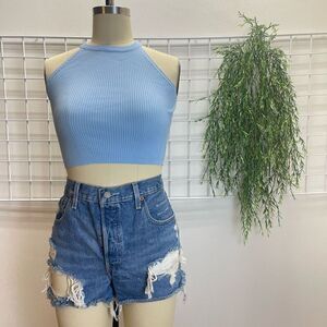 New Look - Top Ribknit Baby-blue